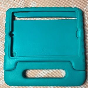 Teal iPad mini protective case!! It comes with an attached stand that props up.